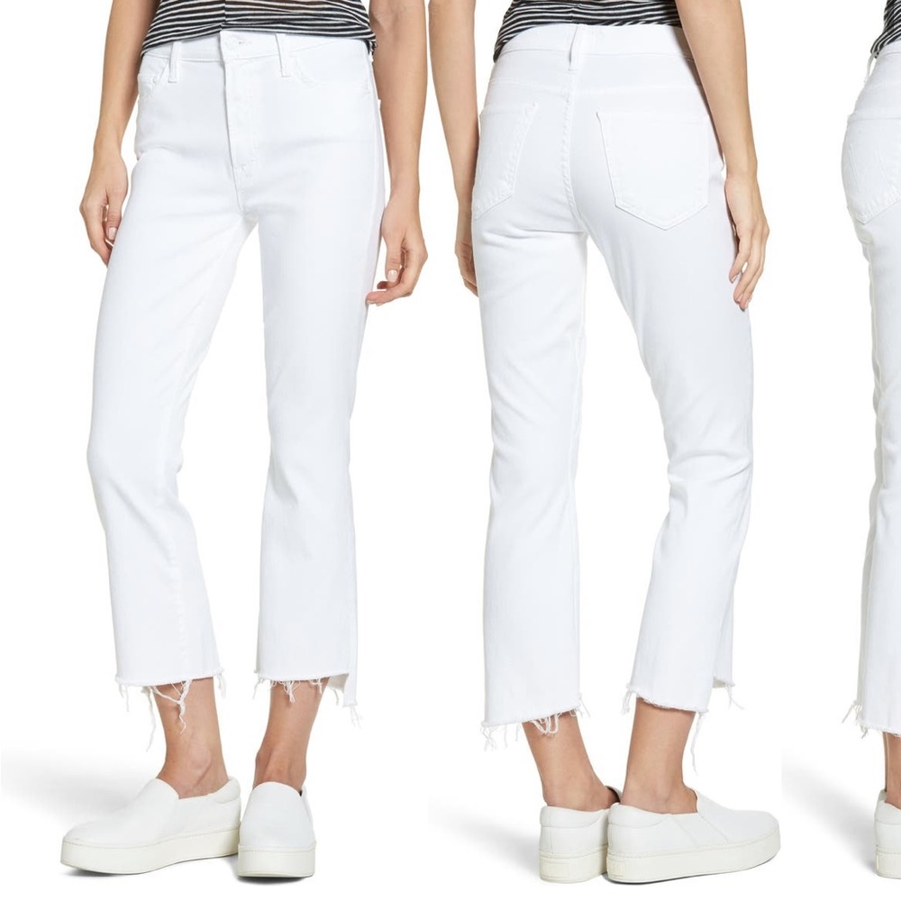 Mother Denim The Insider Step Hem Crop Bootcut Jeans in Glass Slipper size 25